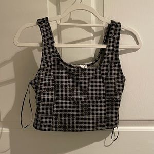 Plaid scoop neck top